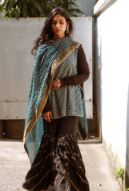 Black & Blue Sharara Set