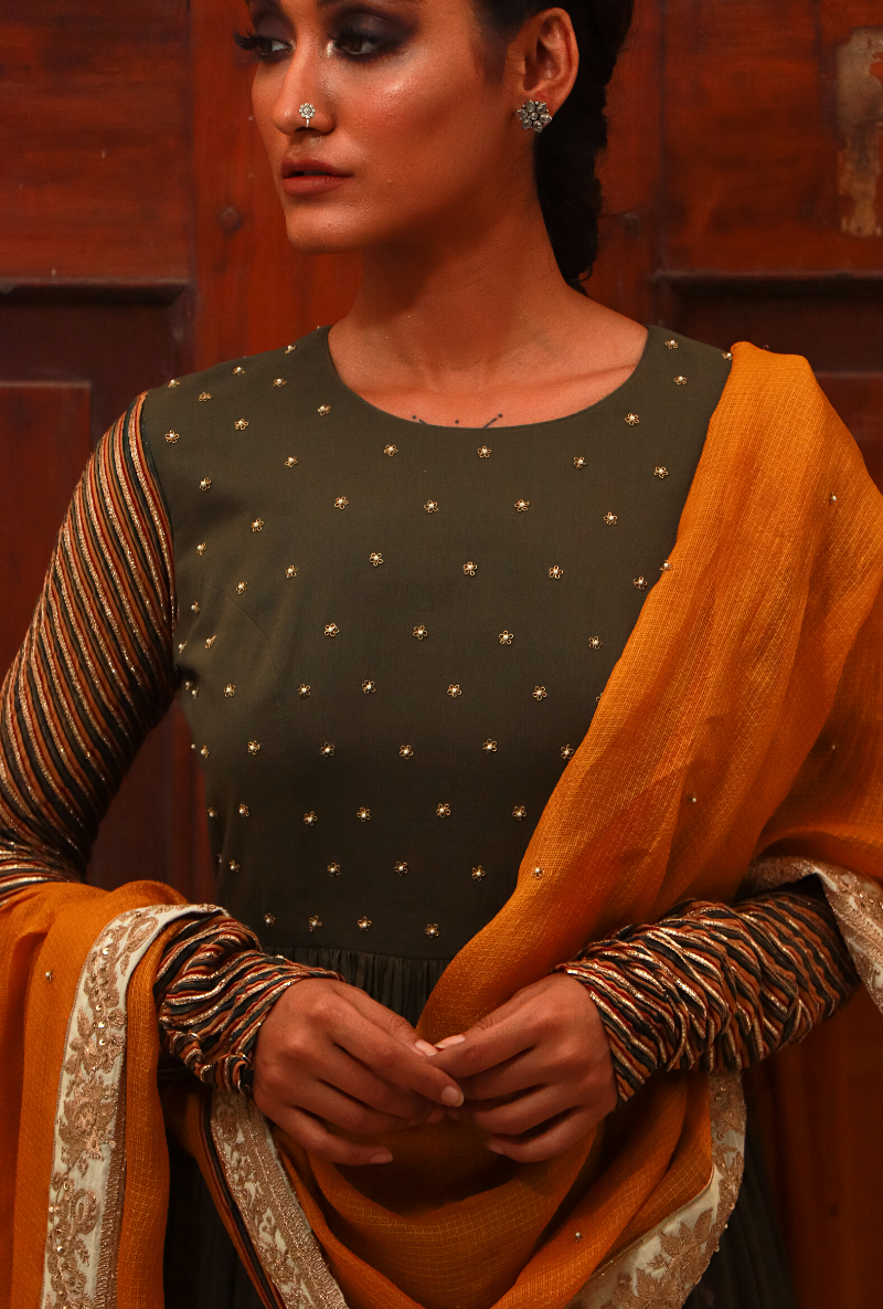 Kale & Mustard Anarkali Set