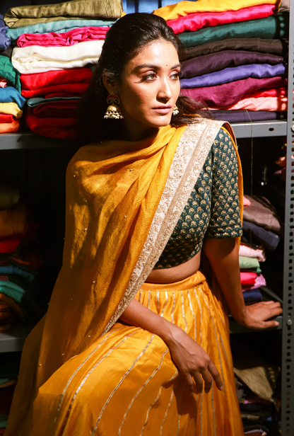 Green & Mustard Lehenga Set