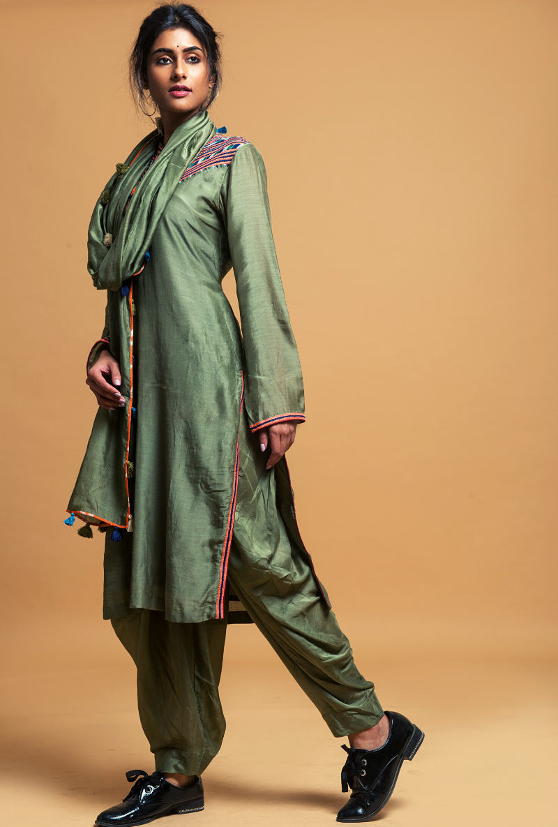 Powder Green Dhoti Pants Set