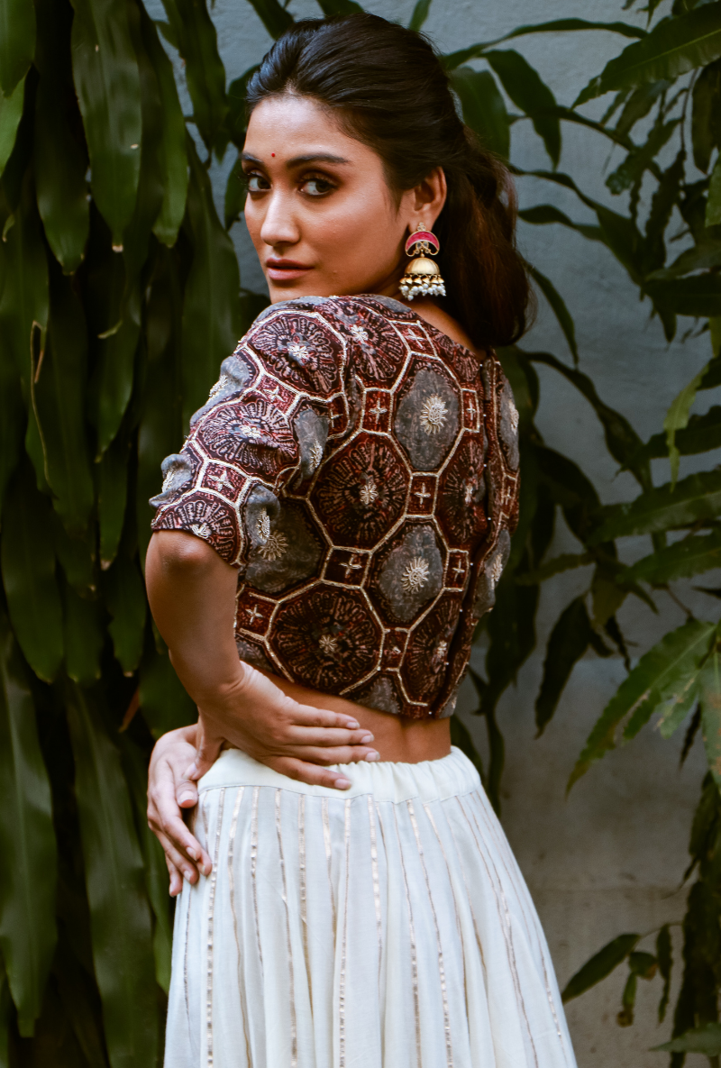 Ivory & Brown Lehenga Set