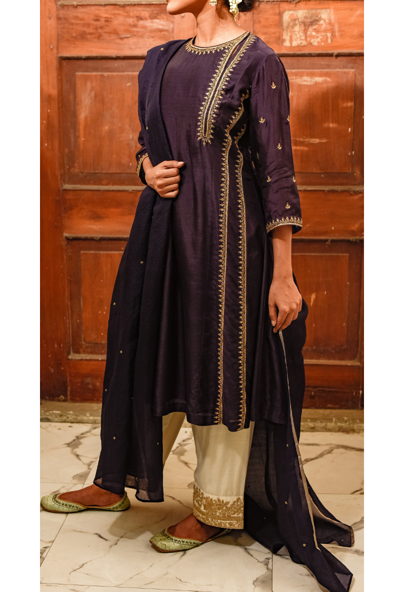 Gudiya Ink Purple & Ivory Salwar Set