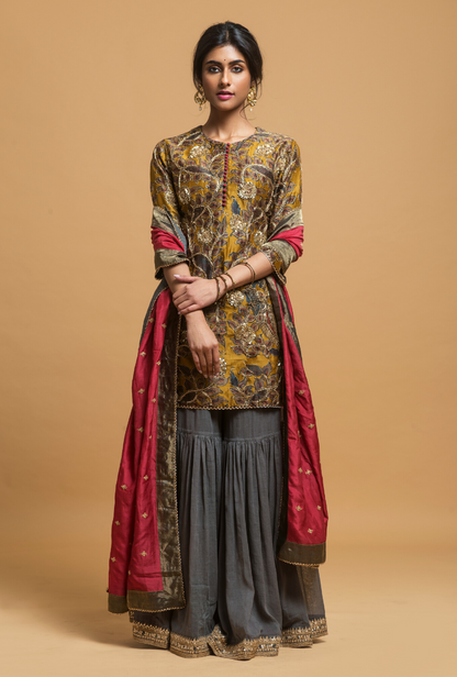 Mustard & Grey Sharara Set