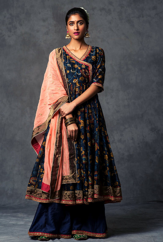 Blue Kalamkari Sharara Set