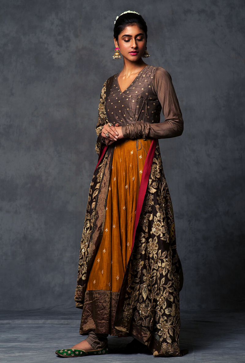 Mustard & Taupe Angarakha Set