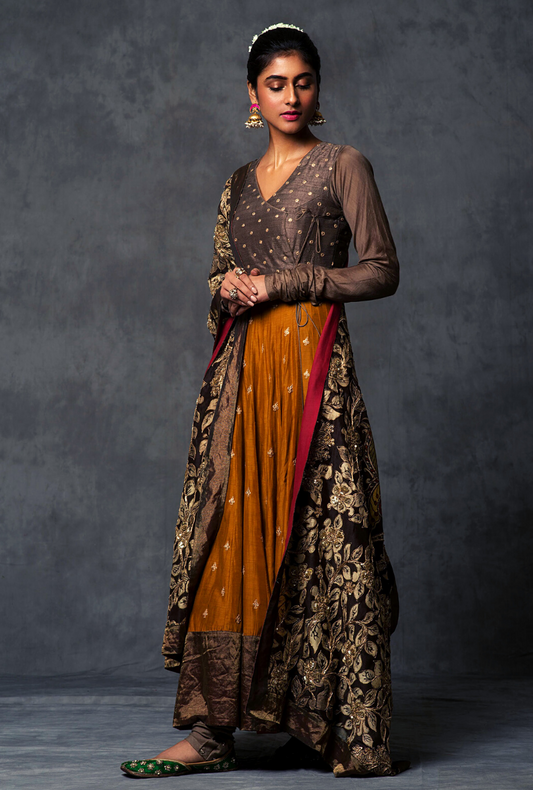 Mustard & Taupe Angarakha Set