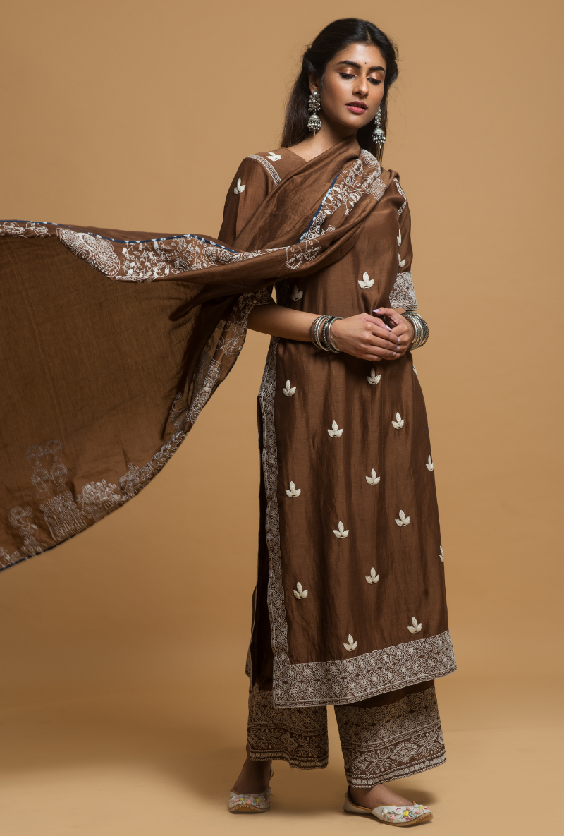 Chocolate Straight Fit Kurta Set