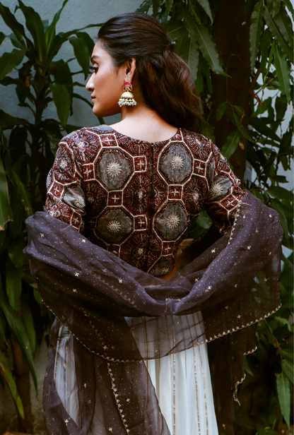 Ivory & Brown Lehenga Set