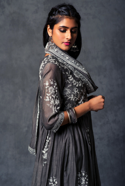 Earth Grey Gather Kurta Set