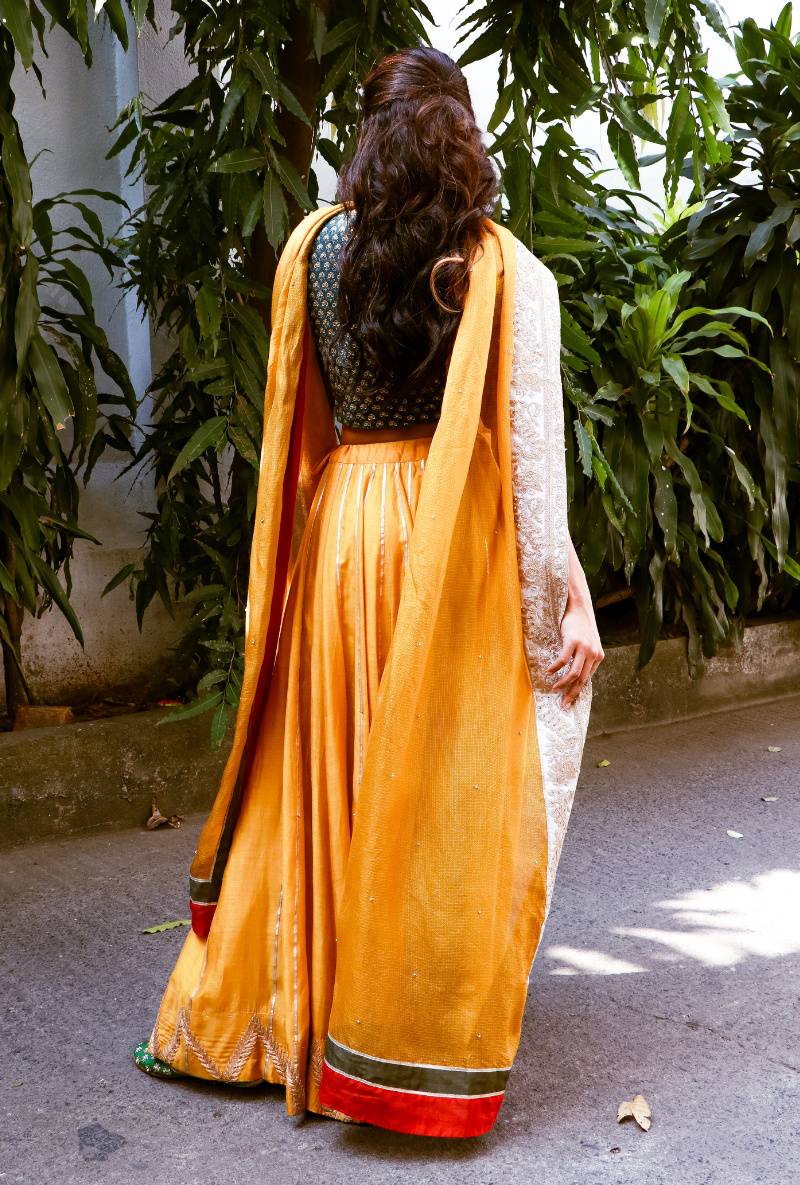Green & Mustard Lehenga Set