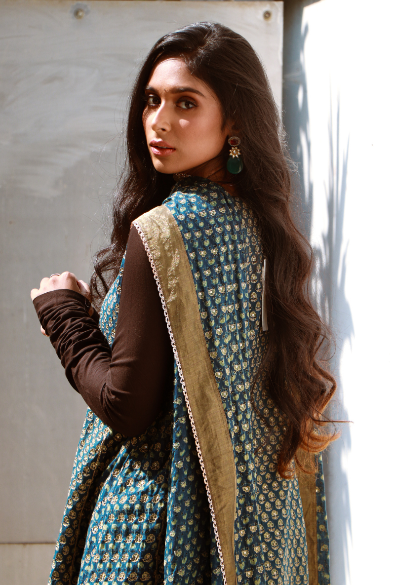 Black & Blue Sharara Set