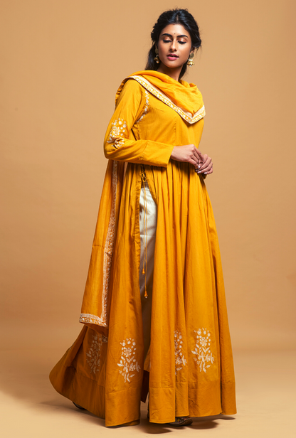 Mustard Anarkali Set