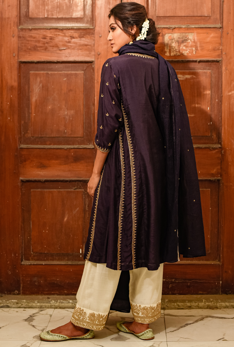 Gudiya Ink Purple & Ivory Salwar Set