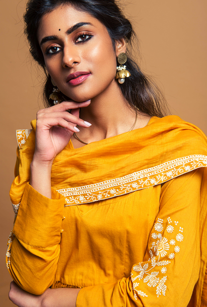 Mustard Anarkali Set