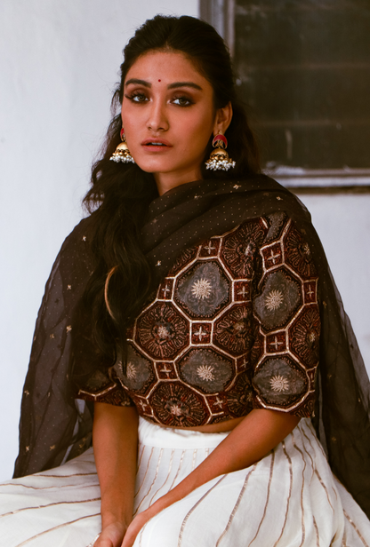Ivory & Brown Lehenga Set
