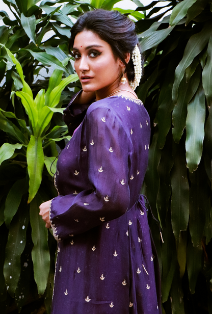 Ink Purple Chanderi Jacket Set