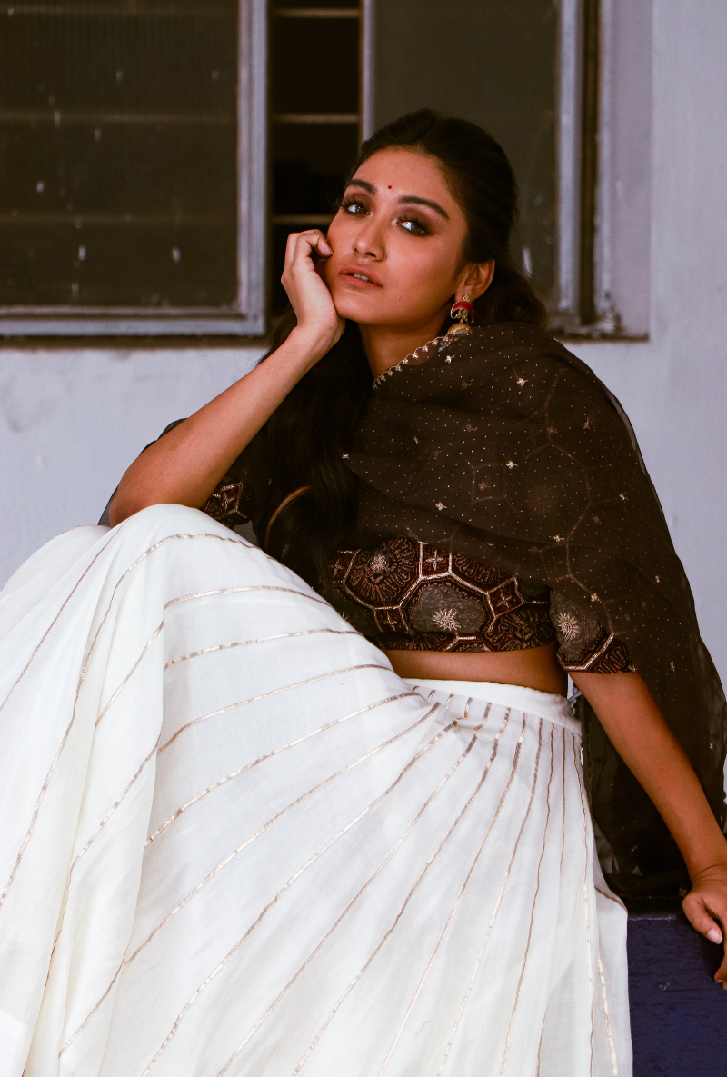 Ivory & Brown Lehenga Set