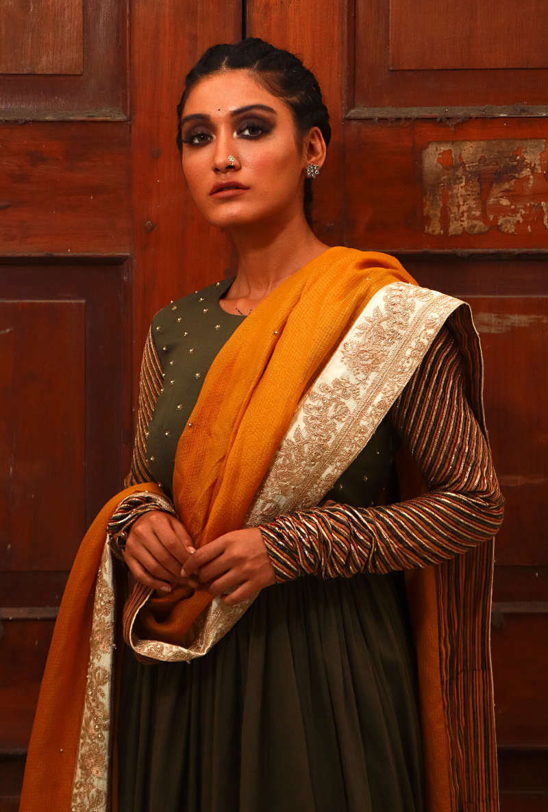 Kale & Mustard Anarkali Set