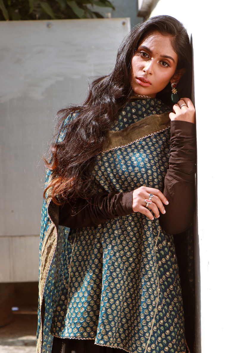 Black & Blue Sharara Set