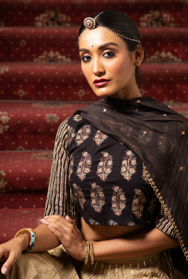 Hasti Military Green Lehenga Set