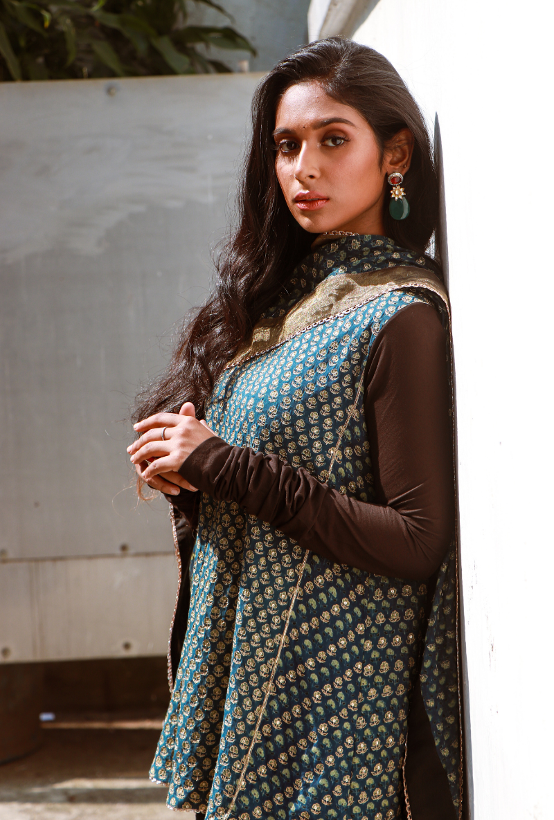 Black & Blue Sharara Set