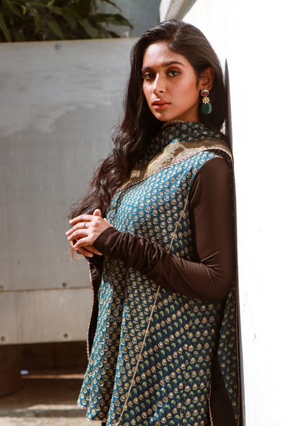 Black & Blue Sharara Set