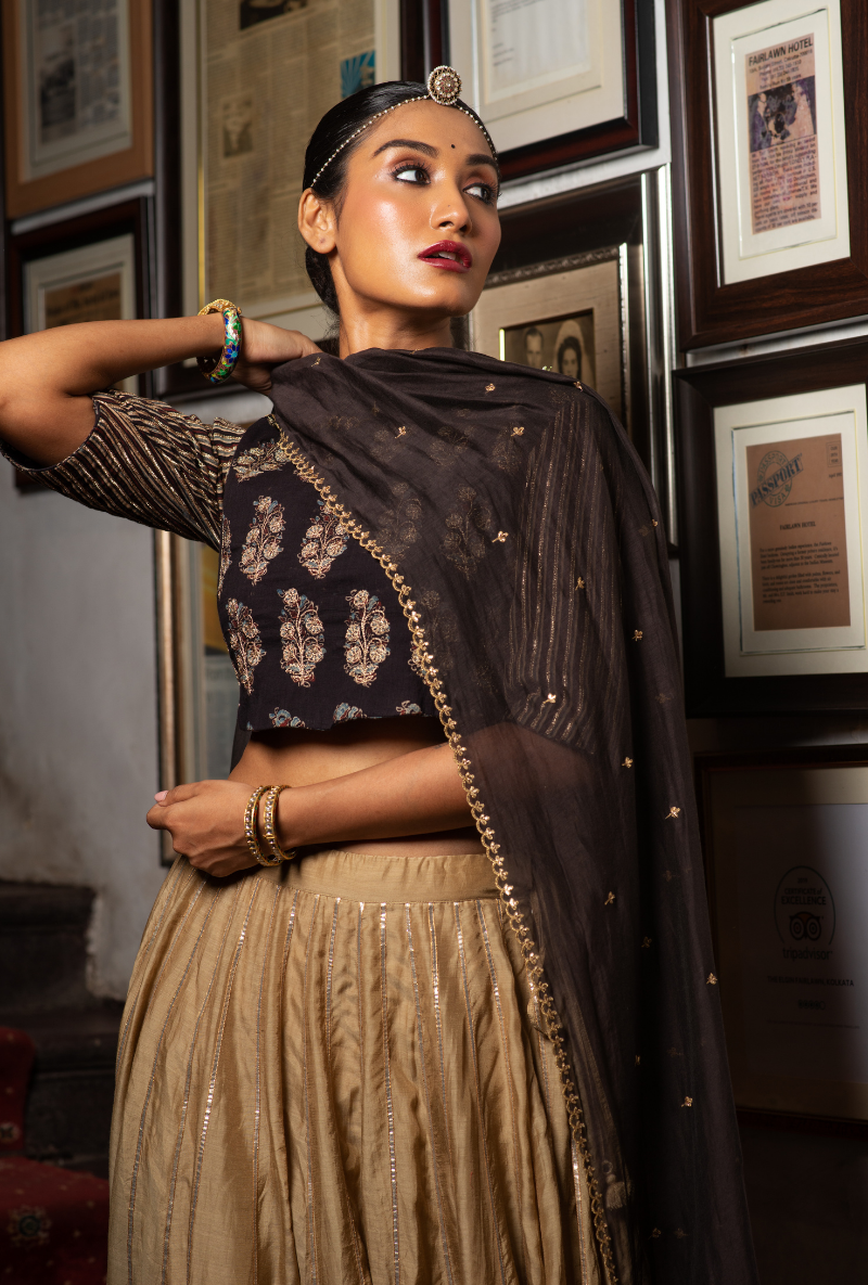 Hasti Military Green Lehenga Set