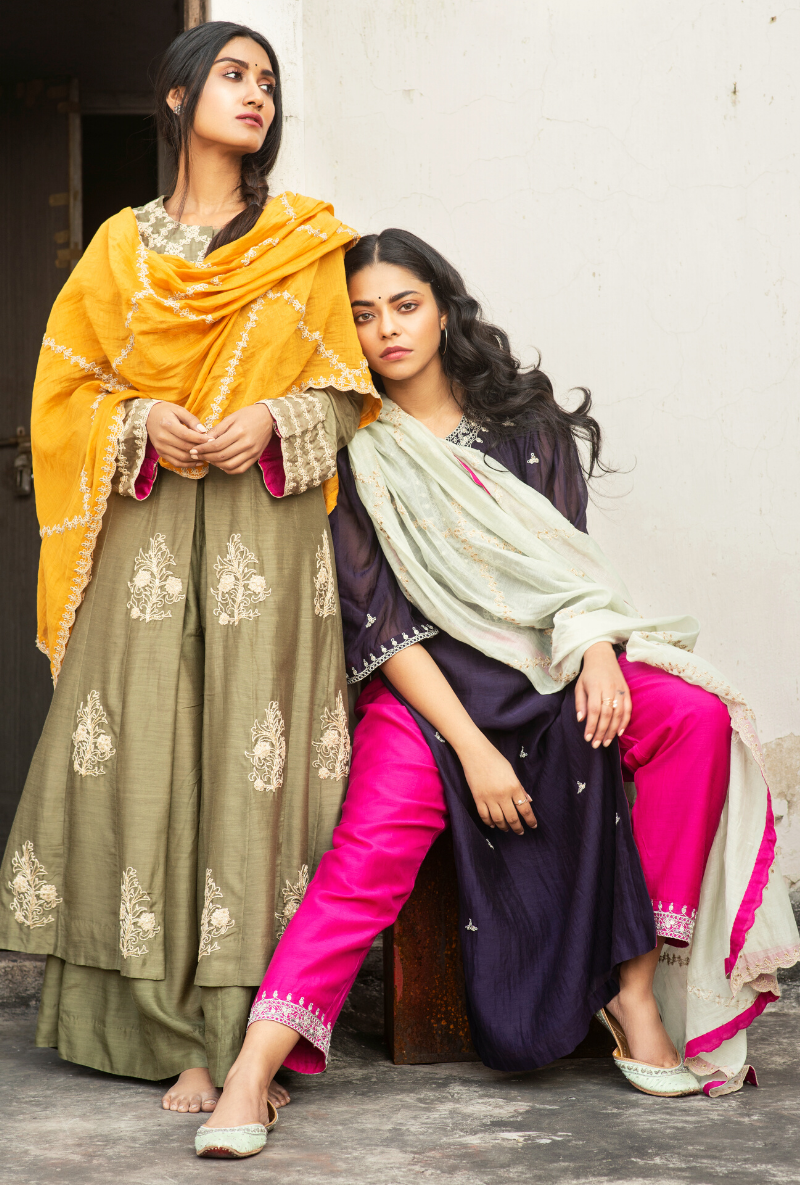 Sakhi Ink Purple & Pink Kurta Set