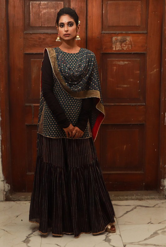 Blue & Black Sharara Set