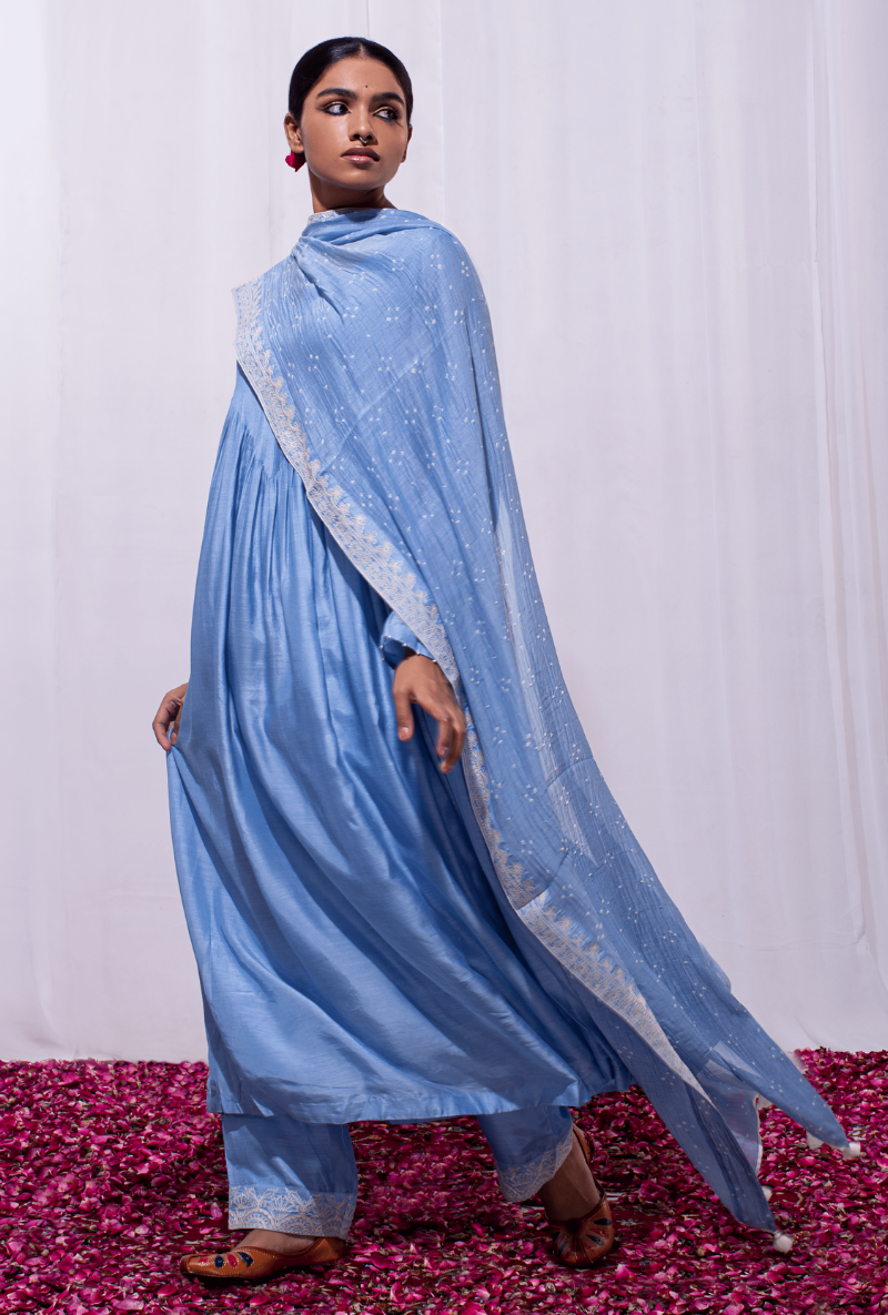 Mast Qalandar Cerulean Blue Full Pintuck Set