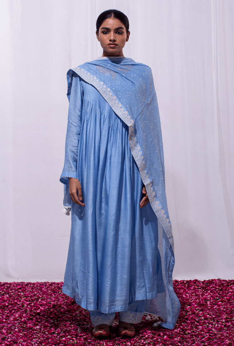 Mast Qalandar Cerulean Blue Full Pintuck Set