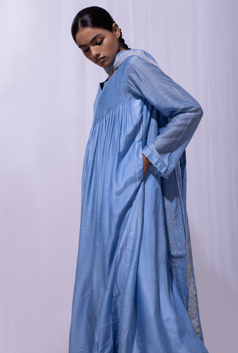 Mast Qalandar Cerulean Blue Full Pintuck Set