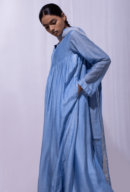 Mast Qalandar Cerulean Blue Full Pintuck Set