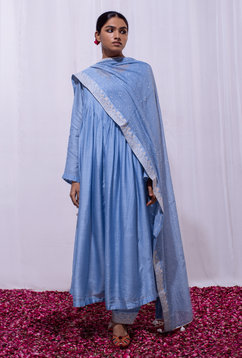 Mast Qalandar Cerulean Blue Full Pintuck Set