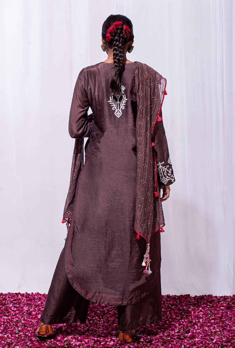 Mast Qalandar Deep Taupe Straight Kurta Set
