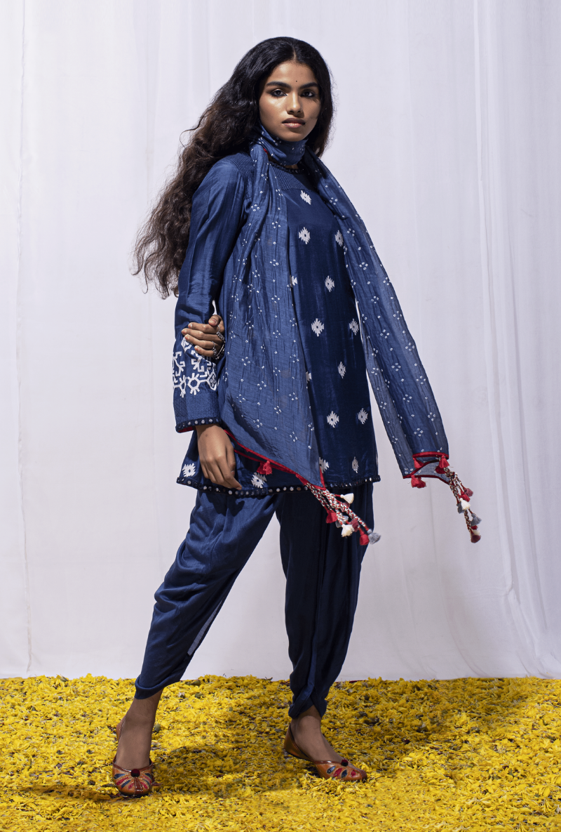 Mast Qalandar Ink Blue Dhoti Set