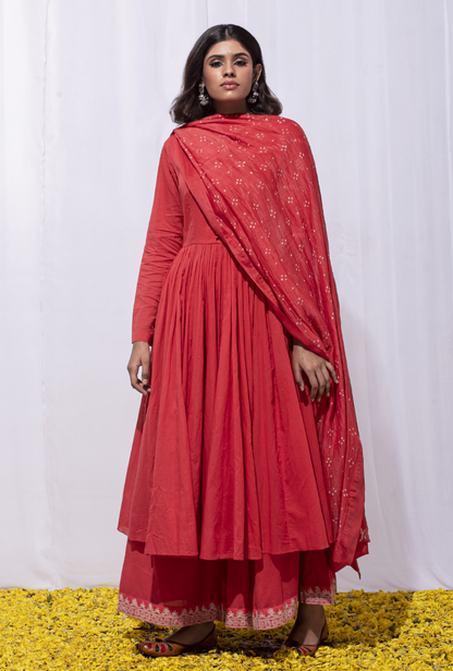 Mast Qalandar Jamdani Dupatta Paprika Kalidar Set