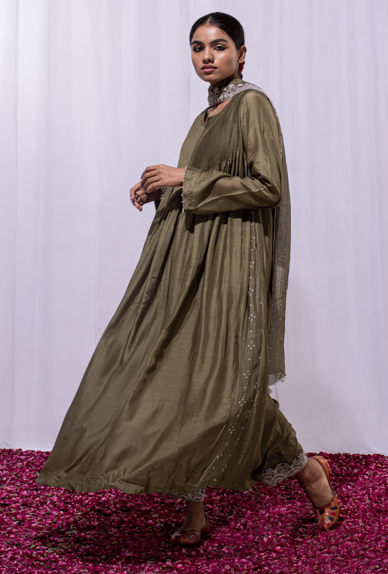 Mast Qalandar Powder Green Full Pintuck Set