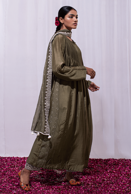 Mast Qalandar Powder Green Full Pintuck Set