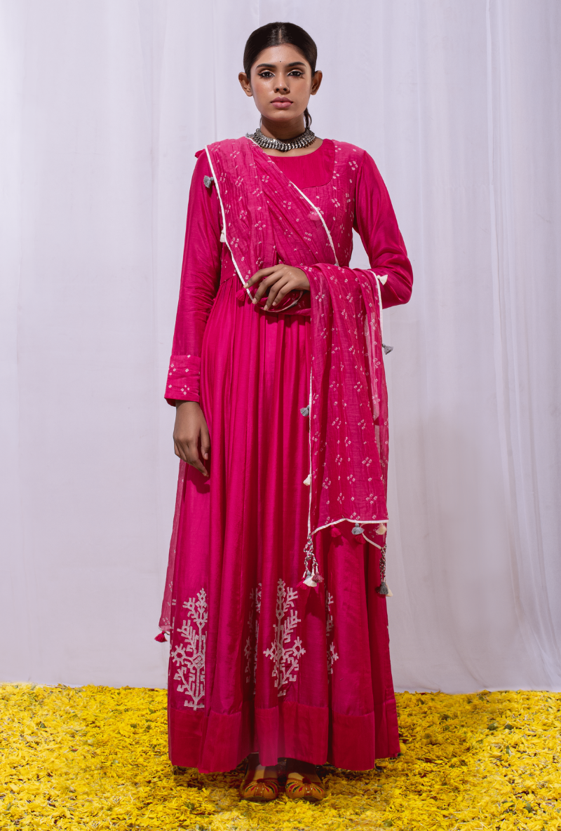 Mast Qalandar Raspberry Anarkali Set