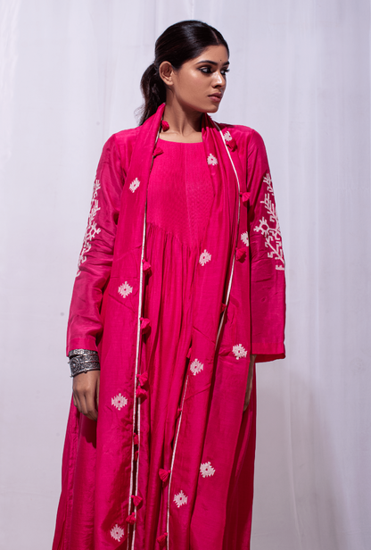 Mast Qalandar Raspberry Jamdani Pintuck Set