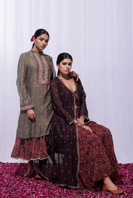 Mast Qalandar Red & Brown Jacket Set