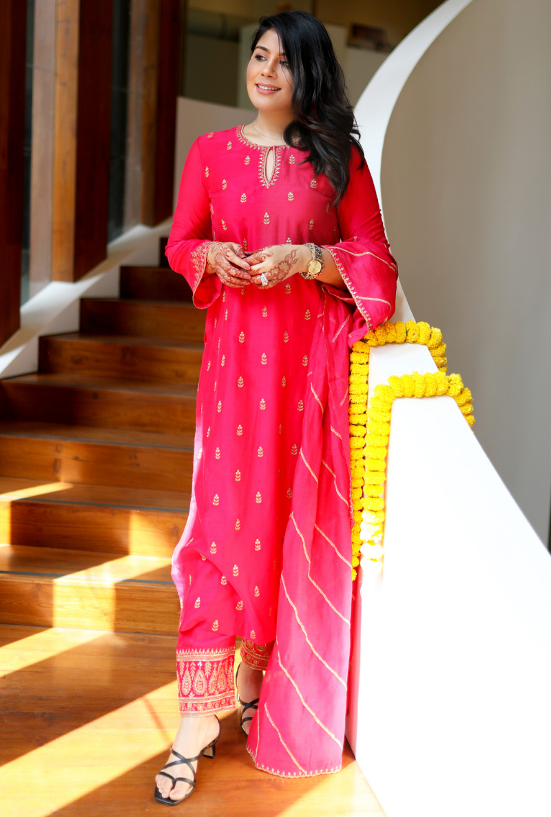 rani pink printed cotton kurti - Chokhi Bandhani - 2894297