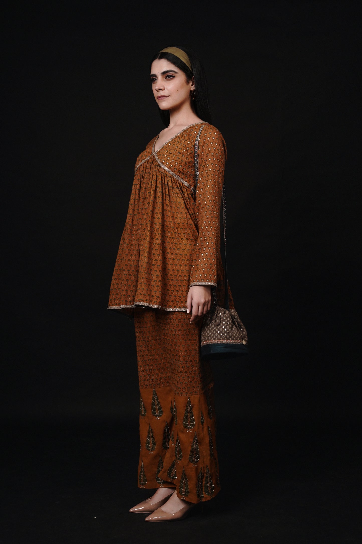 Hawayein Mustard Ajrakh Pant Kurta Set