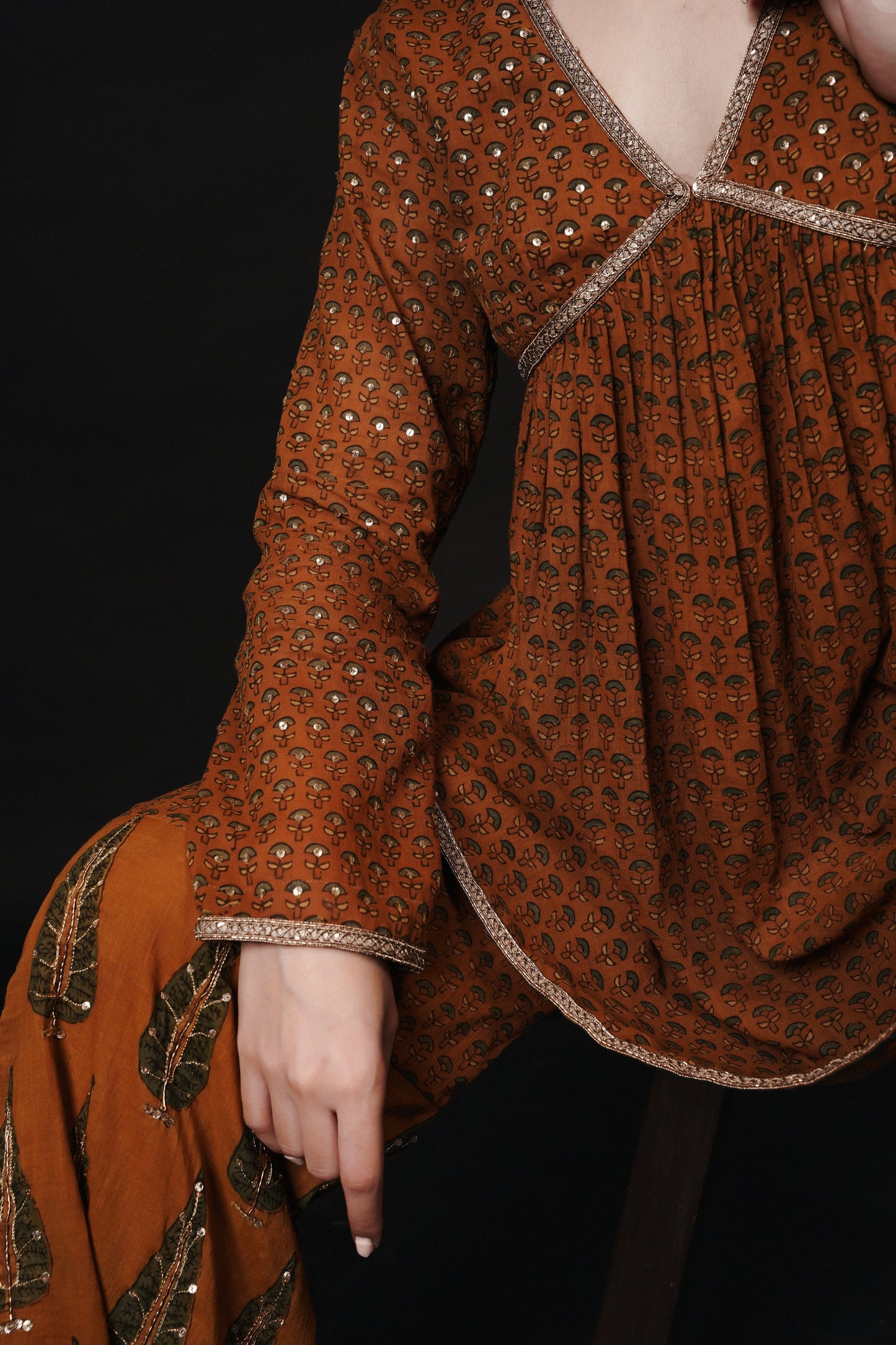 Hawayein Mustard Ajrakh Pant Kurta Set