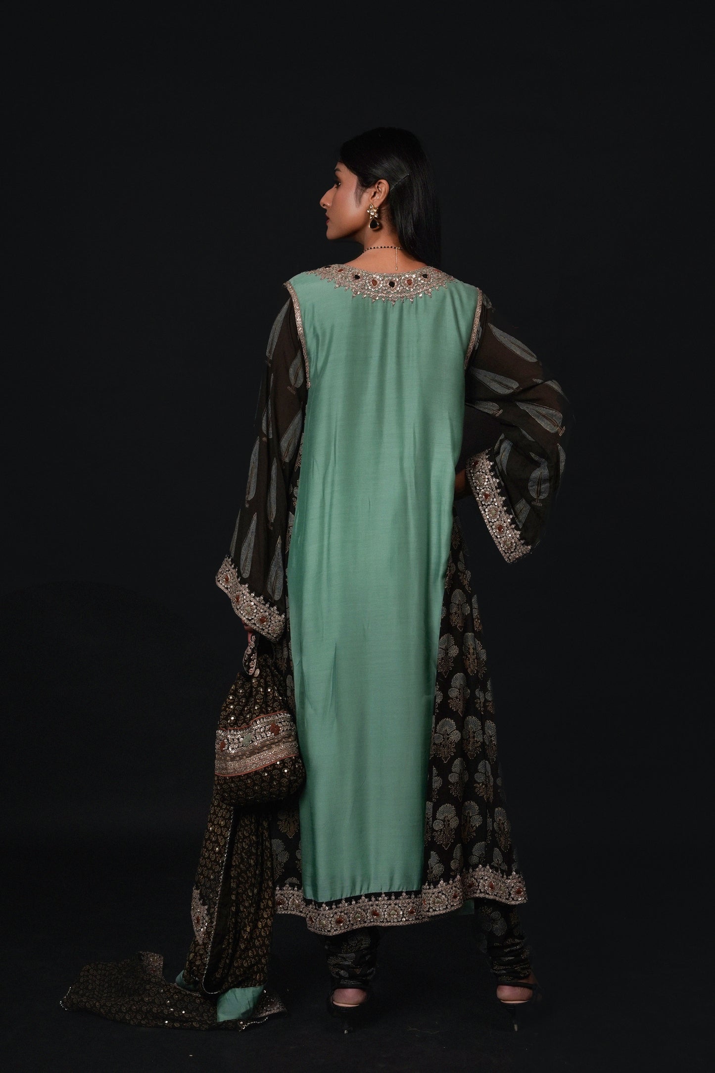 Hawayein Malachite Ajrakh  A-line Kurta Set
