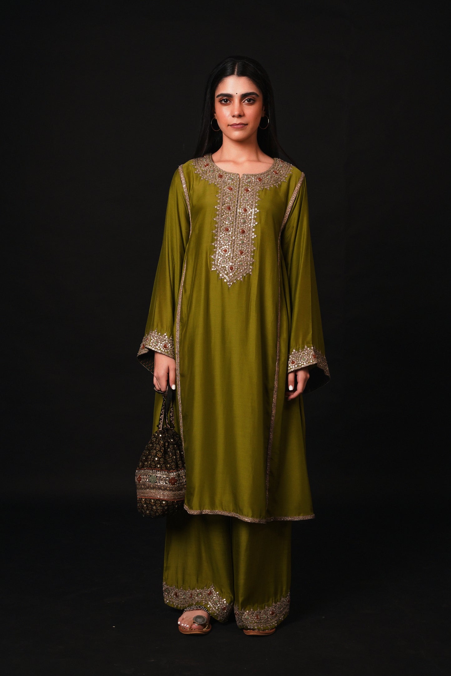 Hawayein Pine Side Gather A-Line Kurta Set