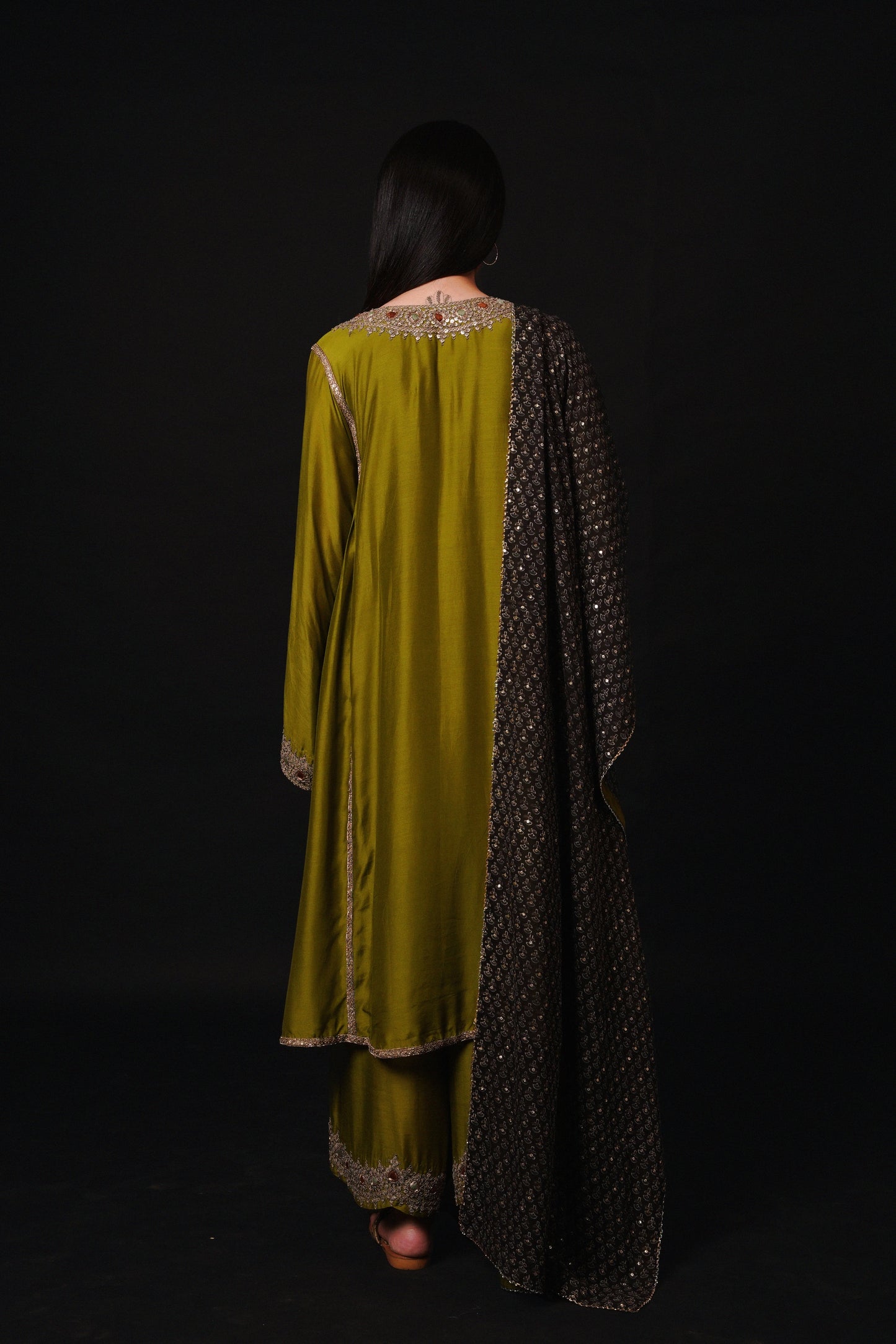 Hawayein Pine Side Gather A-Line Kurta Set